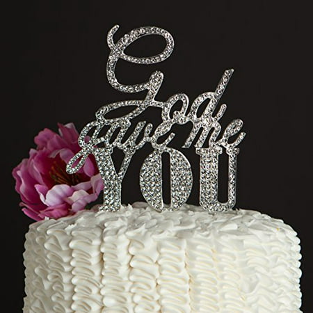 God Gave Me You Wedding Cake Topper, Silver Religious Christian Party