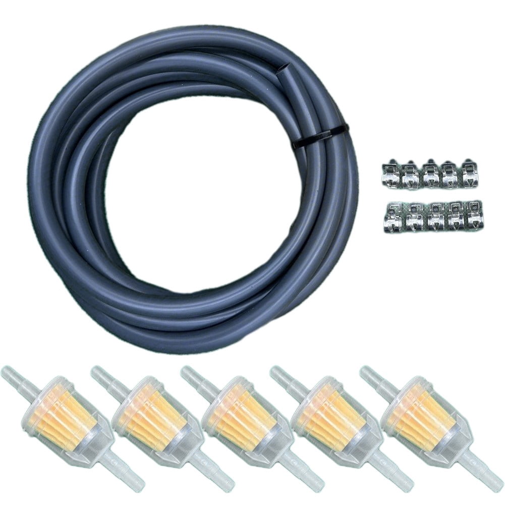 Lawn Mower Parts Fuel Line Hose Kit 1/4 Inch 7 Feet Black For Tecumseh Small Engine With Clamp And Inline Filter