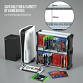 thumbnail image 3 of Torre de almacenamiento para videojuegos, estante vertical u horizontal compatible con juegos de PS5, PS4 o Xbox, con capacidad para hasta 46 cajas de CD, incluyendo 2 ganchos para auriculares, 3 of 8