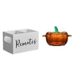 thumbnail image 1 of Organizador remoto y plato de dulces de cristal con forma de calabaza con tapa para mesa, mesita de noche, sofá, oficina, tarro de gal, 1 of 8
