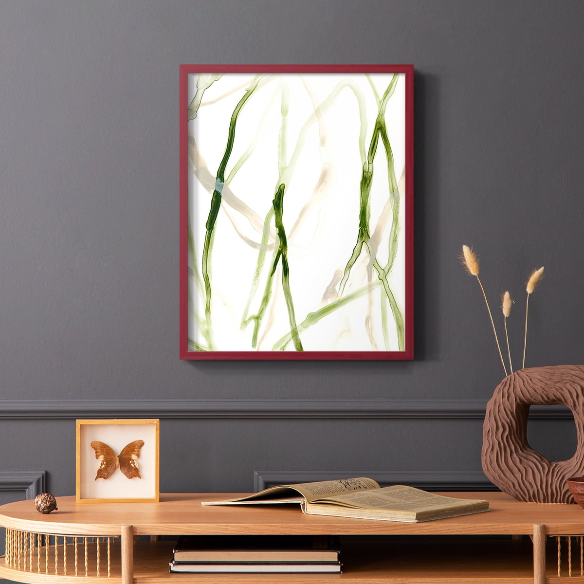 Runnel VIII Framed Print in Red Solid Wood Framed Print No Nail Hanging