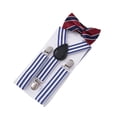 thumbnail image 2 of Conjunto de tirantes con lazo para niños, correas elásticas resistentes, tirantes ajustables para niños y niñas Rayas azules, 2 of 9