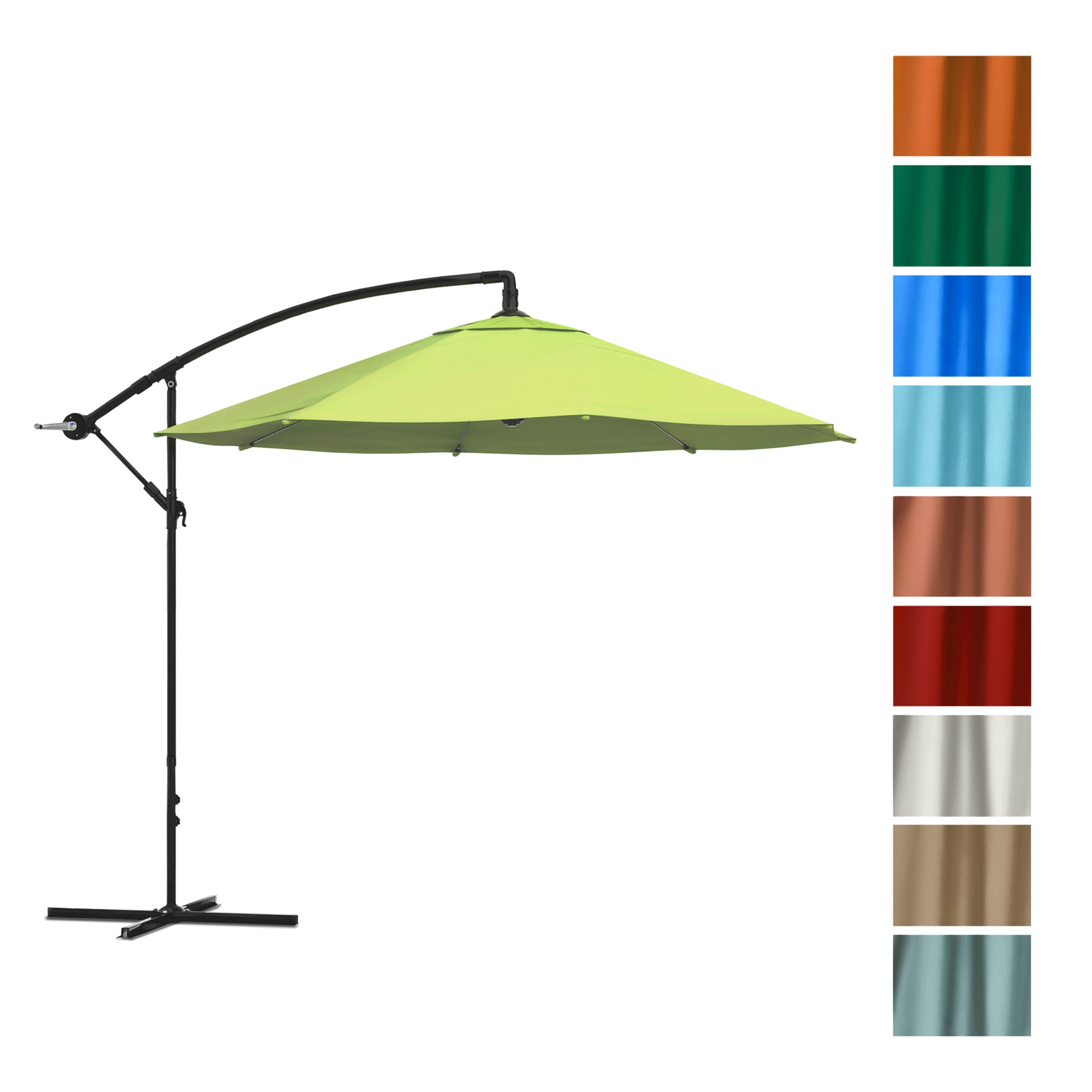 Pure Garden 10-Foot Offset Patio Umbrella with Crank and Base (Lime Green)