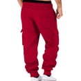 thumbnail image 5 of Mens Fleece Cargo Sweatpants Drawstring Elastic Waist Taper Leg Baggy Joggers Multi-Pocket Athletic Casual Pants, 5 of 6
