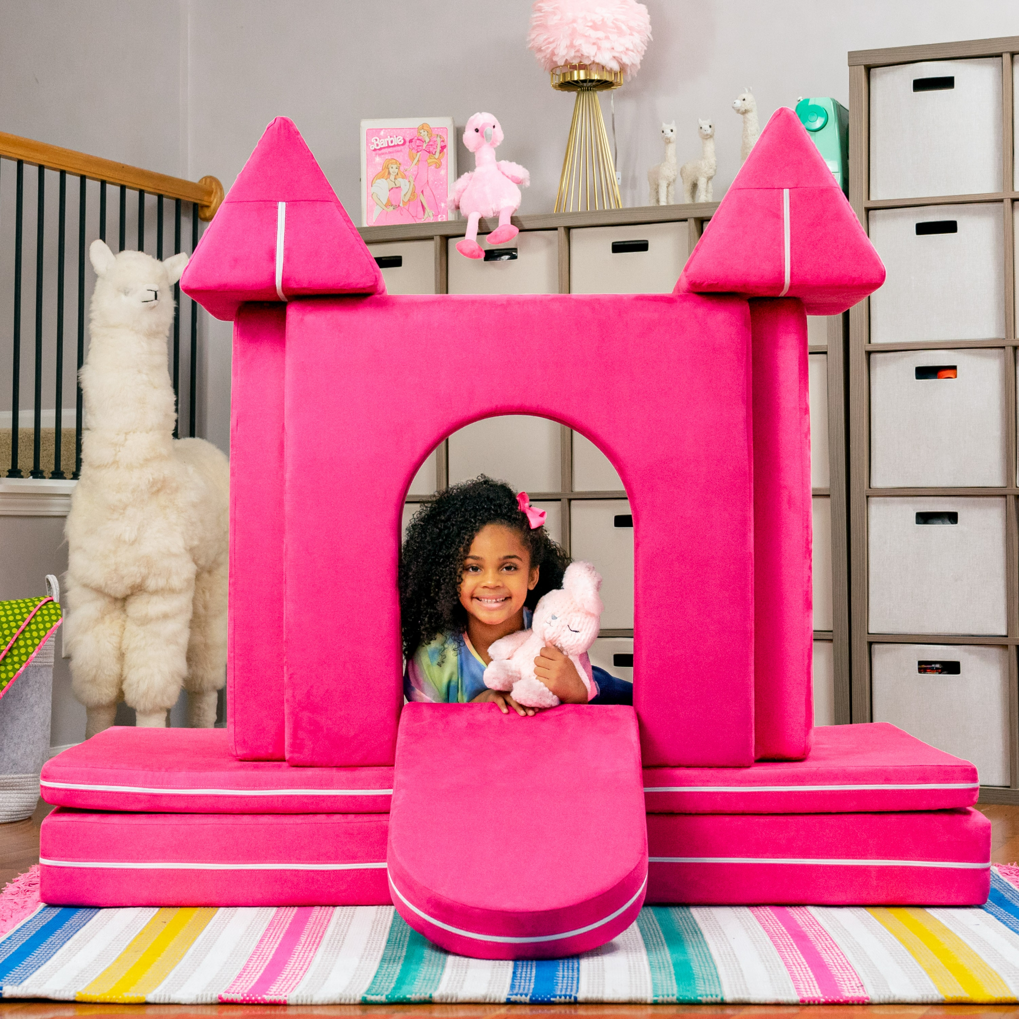 CC Home Furnishings Three Walled Castle Gate with Drawbridge Barricade - 64" - Pink