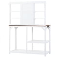 thumbnail image 3 of Potting Table, Wooden Potting Bench Farmhouse Garden Workstation with 6-Tier Shelves, Large Tabletop & Side Hook, Outdoor Work Bench for Backyard Courtyards, 47.2''Lx18.9''Wx64.6''H, White, 3 of 7