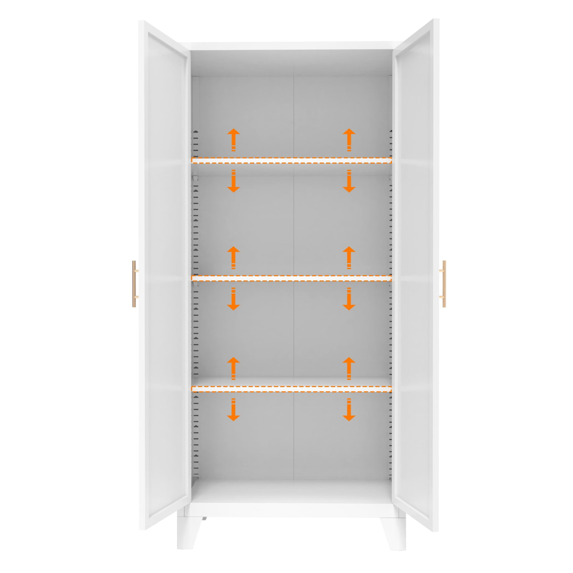 HOQBN 61"H Metal Storage Cabinet with 2 Doors & Adjustable Shelves,Freestanding Kitchen Pantry Storage Cabinet,Tall Steel Cabinet for Bedroom,Living Room,Office,White