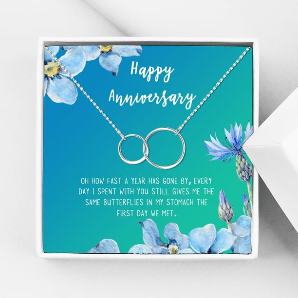 Anavia Anavia Happy Anniversary Gift Necklace Wedding Anniversary Gift For Wife Express Love Card Jewelry Gift Silver Infinity Double Ring Bright Blue Gift Card Walmart Com Walmart Com