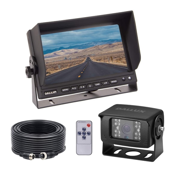 DALLUX Heavy Duty Vehicle Truck Bus Backup Camera System,Waterproof Night Vision Rear View Camera with 7 inch Monitor+66ft 4 PIN Camera Cable for Bus