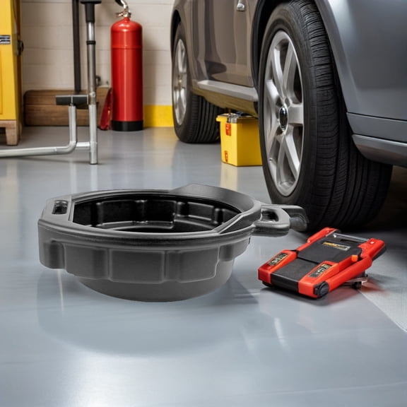 PBPBOX Black PE Oil Drain Pan for Maintenance and Engine Oil Replacement 10L Capacity