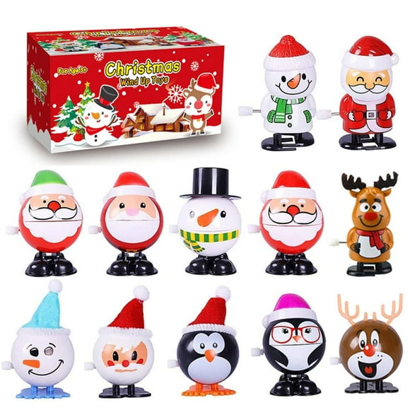 Billuyoard Calendario de Adviento de 12 Uds., juguete de Navidad, rellenos de medias reutilizables, mecanismo de relojería suave para niños, Kits de decoración para fiestas