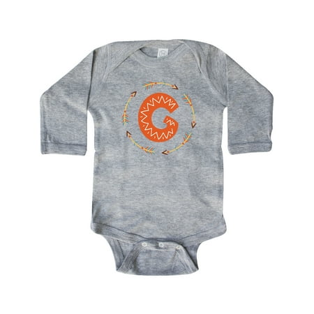 

Inktastic Monogram Letter G Tribal Arrow Gift Baby Boy or Baby Girl Long Sleeve Bodysuit