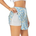 thumbnail image 2 of Bixox Women's Floral Daisy pattern 2 in 1 Running Shorts - Lightweight Athletic Workout Gym Yoga Shorts Liner with Pockets - Large, 2 of 7