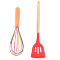 thumbnail image 1 of Utensilios de cocina antiadherentes con mango de madera, herramientas de cocina resistentes al calor, sin BPA, 2 uds., 1 of 5