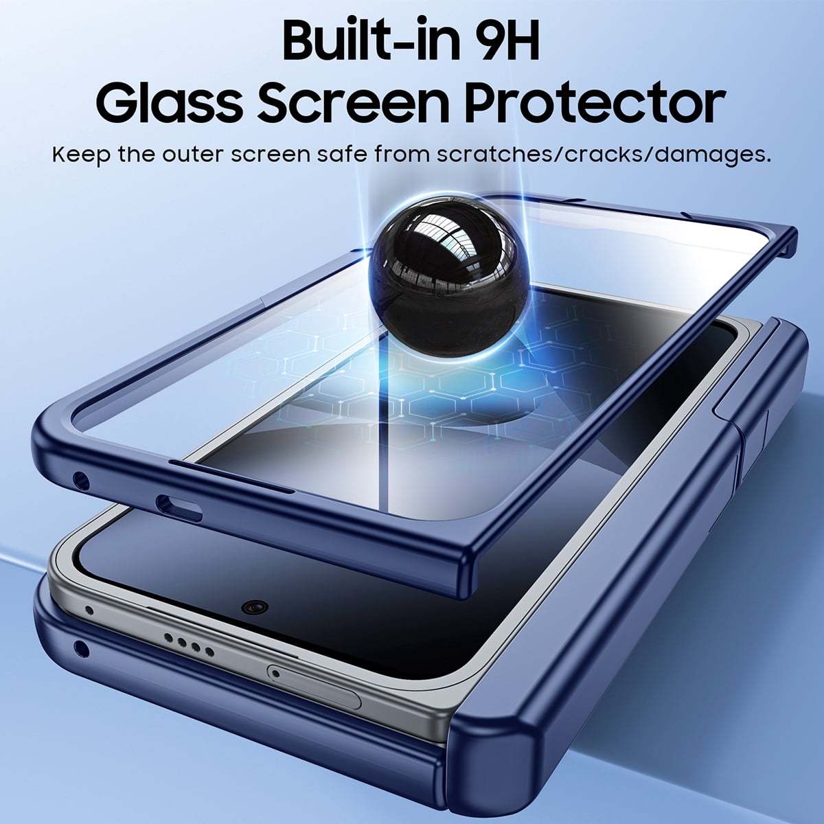 Vizvera Magnetic for Google Pixel 10 Pro Fold Case with Stand, Fit for Magsafe, Hinge Protection, Screen Protector, Built-in Hidden Kickstand, Slim Shockproof Phone Case-Blue