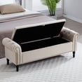 thumbnail image 6 of Aemeios 67" Velvet Storage Bench Upholstered Button-Tufted End of Bed Storage Ottoman Benches with Arms for Entryway Cloakroom, Beige, 6 of 9