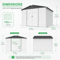 thumbnail image 3 of AECOJOY 12' x 12' Outdoor Storage Shed with Lockable Door Patio Metal Large Storage Building in White for Outside, 3 of 7