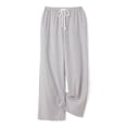 thumbnail image 3 of SUNSIOM Women Wide Leg Stripes Print Drawstring Low Rise Straight Leg Trousers Lounge Pants Pajama Pants, 3 of 10