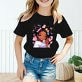 thumbnail image 2 of PMVFHDE Hauts Mignons pour Fille Hauts Tendance pour Fille 2025 Hauts d'Été Mignons Hauts à Manches Courtes pour Filles T-Shirt pour Filles T-Shirt Graphique Mignon à Col Rond Manches Courtes T-Shirt Décontracté d'Été Noir, 3-4 Ans, 2 of 5