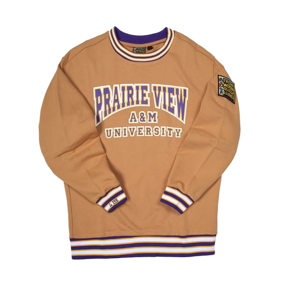 AACA Prairie View A&M University PVAMU Panthers Mens Heavyweight Fleece Crewneck Sweatshirt 16oz Retro 90s Varsity Style, Butterrum