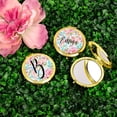 thumbnail image 2 of Koyal Wholesale Compact Mirror Bridesmaid's Wedding Gift, Gold, Monogram Letter B, Tea Party Pink Floral Flowers, 1-Pack, 2 of 5