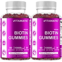 2 Pack - Vitamatic Biotin Gummies 10,000 mcg for Stronger Hair, Skin & Nails - 60 Vegan Gummies - Vitamin B7 (Total 120 Count)