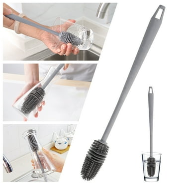 Tzrofpl 12.6 inch Long Handle Bottle Brush Silicone Bottle Cleaning Brush Flexible Scrub Brush Water Bottle Cleaner Durable Cup Scrubber Drinking Wine Glass Cup Cleaning Brush Kitchen Tool
