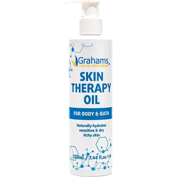 Grahams Natural Skin Therapy Bath & Body Oil for Itch Relief, Dry, Eczema-Prone Skin (1 x 220ml)