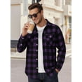thumbnail image 3 of OALUXE Men's Plaid Button Down Shirts Cotton Long Sleeve Shirts with Pocket, 3 of 7