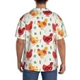 thumbnail image 3 of Sikiie Colorful Flower Chickens Men's Cuban Shirt, Hawaiian Shirts, Business Casual Button Down Shirts, Short Sleeve Shirt-4X-Large, 3 of 5