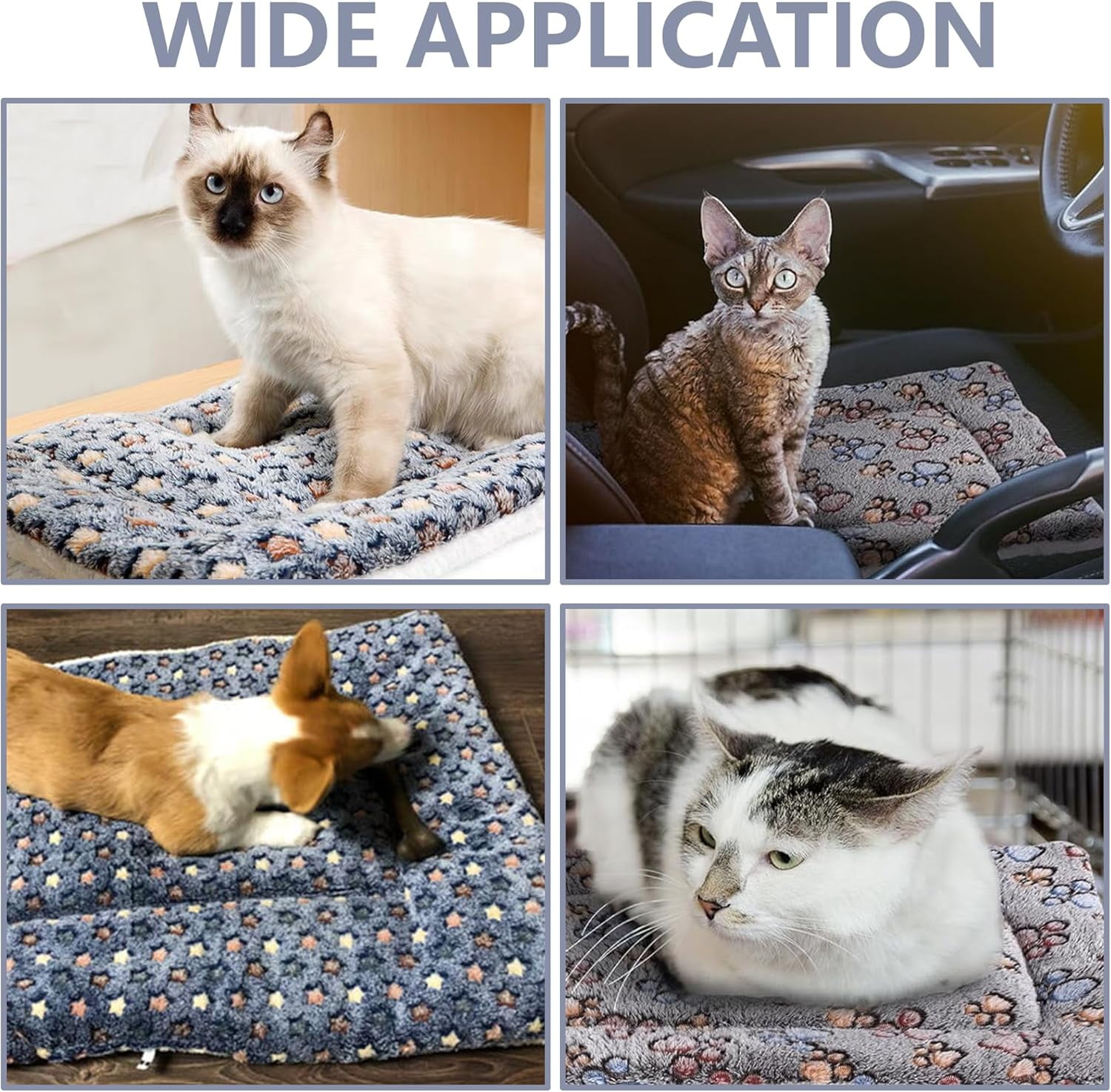 Cozy Calming Cat Blanket Dog Blanket: 5 Sizes Flannel Cloth Self Warming Cat Mat, Ultra Soft Pet Beds for Small Medium Large Pet Dogs, Reversible Fleece Dog Crate Kennel Mat Cat Bed Liner (B, XL)