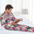 thumbnail image 6 of Honeii Orchids Flowers Pattern Mens Pajamas Set,2pcs Men's Lounge Long Sleeve Sleep Shirt and Pajama Bottoms Sleepwear Set,Mens Pjs Sets-Large, 6 of 7