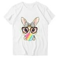 thumbnail image 3 of BiZtdJrK Daily Sales of The Day Womens Happy Easter Shirts Funny Bunny Rabbit Graphic Tee Tops 2025 Fashion Print Short Sleeve T-Shirts Holiday Outfits White M, 3 of 5