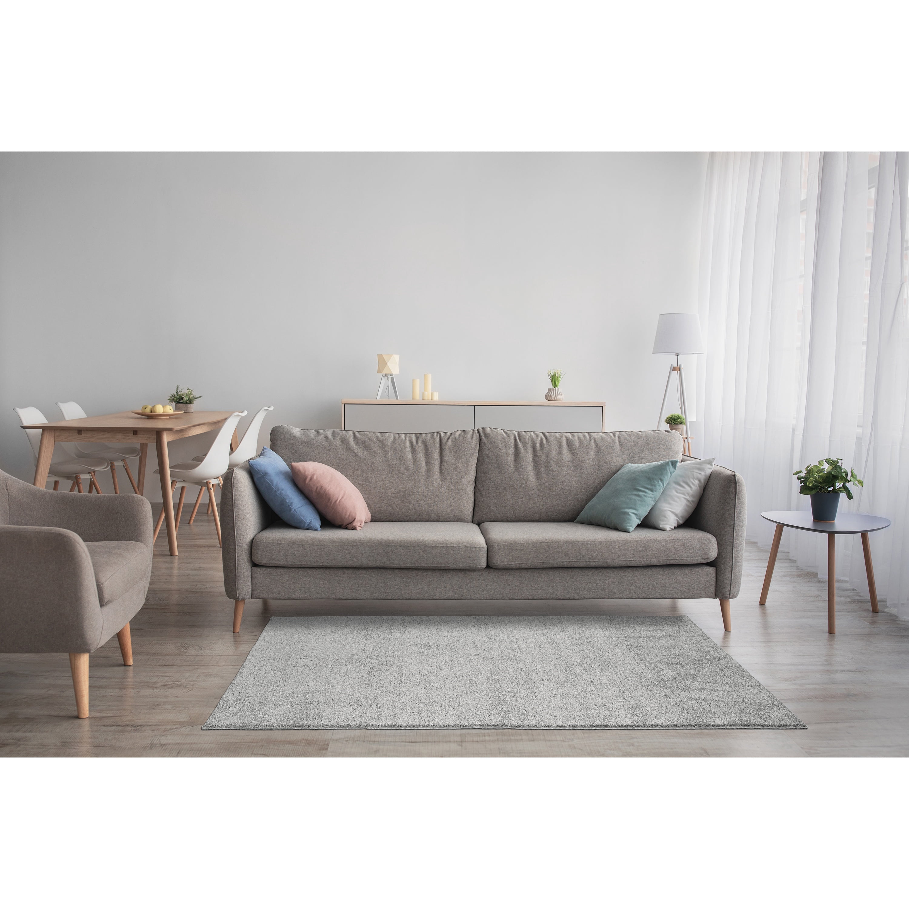 Garland Rug Palmer Plush Washable Silver Indoor Area Rug, 4' x 6'