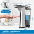 thumbnail image 3 of Automatic Soap Dispenser, Touchless Dish Soap Dispenser 17oz/500ml with Upgraded Infrared Sensor, 5 Adjustable Soap Dispensing Levels, Liquid Hand Soap Dispenser for Bathroom (Silver Set), 3 of 8