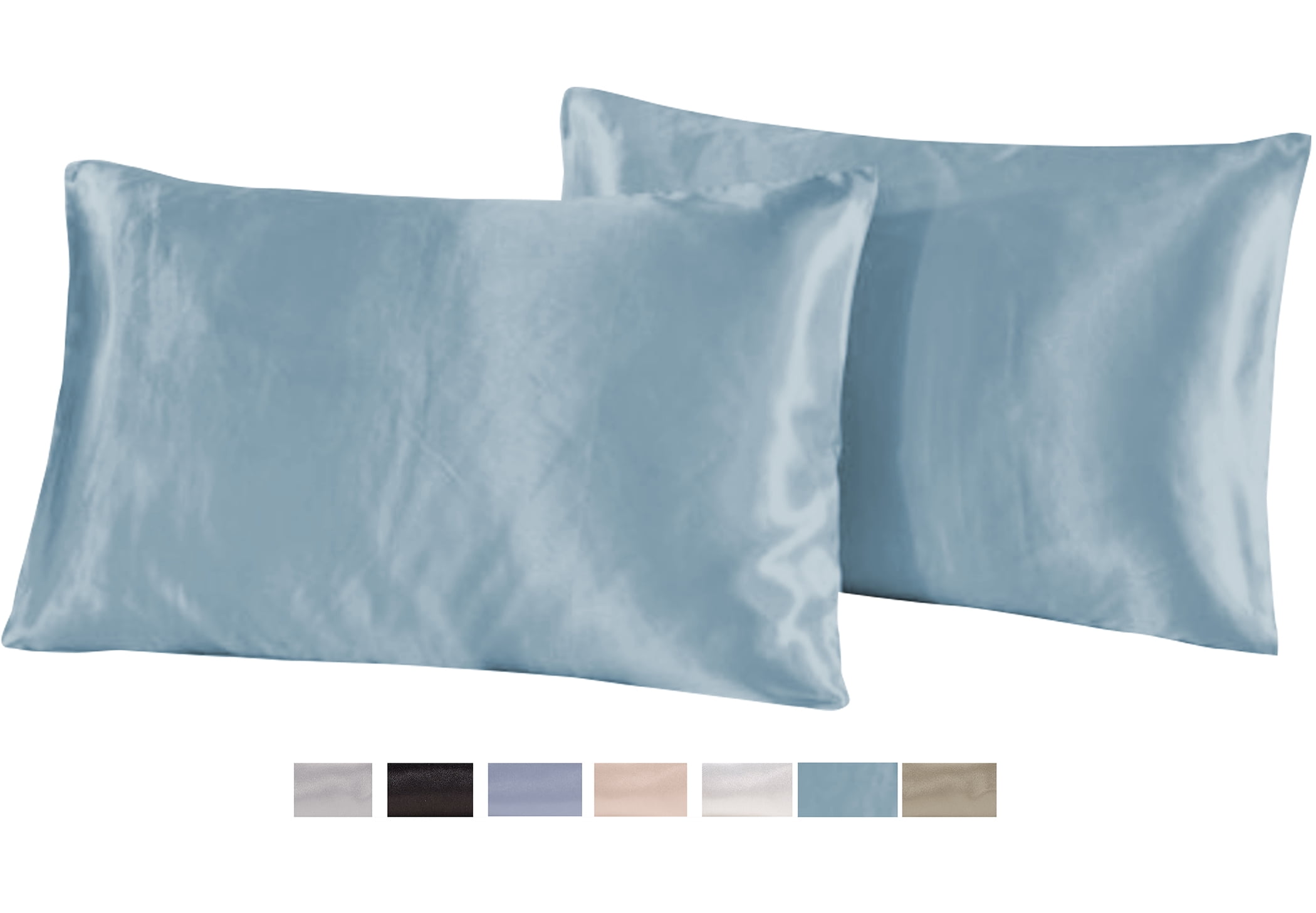 Satin Radiance 230 Thread Count Blue Polyester Pillowcases, Standard, (2 Count)