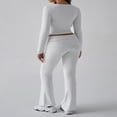 thumbnail image 4 of LYMAYTER Women Workout 2 Piece Sets Yoga Flare Pants Suit Long Sleeve Square Neck Top Tracksuits Outfit S-XL, 4 of 9