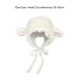 thumbnail image 6 of Opvise Ladies Hat Photo Prop Sheep Ear Decor Solid Color Fluffy Thick Keep Warm Windproof Adjustable Winter Hat for Students White, 6 of 8