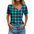 thumbnail image 1 of Birdeem Chemise à Manches Courtes pour Femmes avec Imprimé à Carreaux T-Shirt Décontracté, 1 of 12