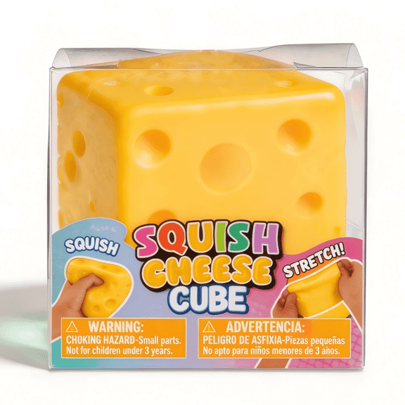 Yanxiao Squishy Sugar Cheese Toy, 3" Cheese Squishy Stress Ball, Sensory Squeeze Toys with Super Solid Squish, Mother's Day Gift Ideas, Yellow