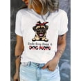 thumbnail image 1 of Chic Floral Print Dog Print Women's T-Shirt - Casual Crew Neck, Short Sleeve, Stretchy Polyester Blend, Machine Washable - Perfect for Summer & Casual Attire, 1 of 6