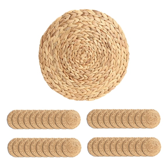 Koyal Wholesale Natural Water Hyacinth Placemats, BULK Set of 40, 13 inch Round Mat Weave Charger Plates