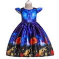 thumbnail image 3 of Kids Girls Halloween Costume Dress w/Witch Hat Pumpkin Skull Printed Fancy Dress Up Cosplay Party Outfits, 3 of 7