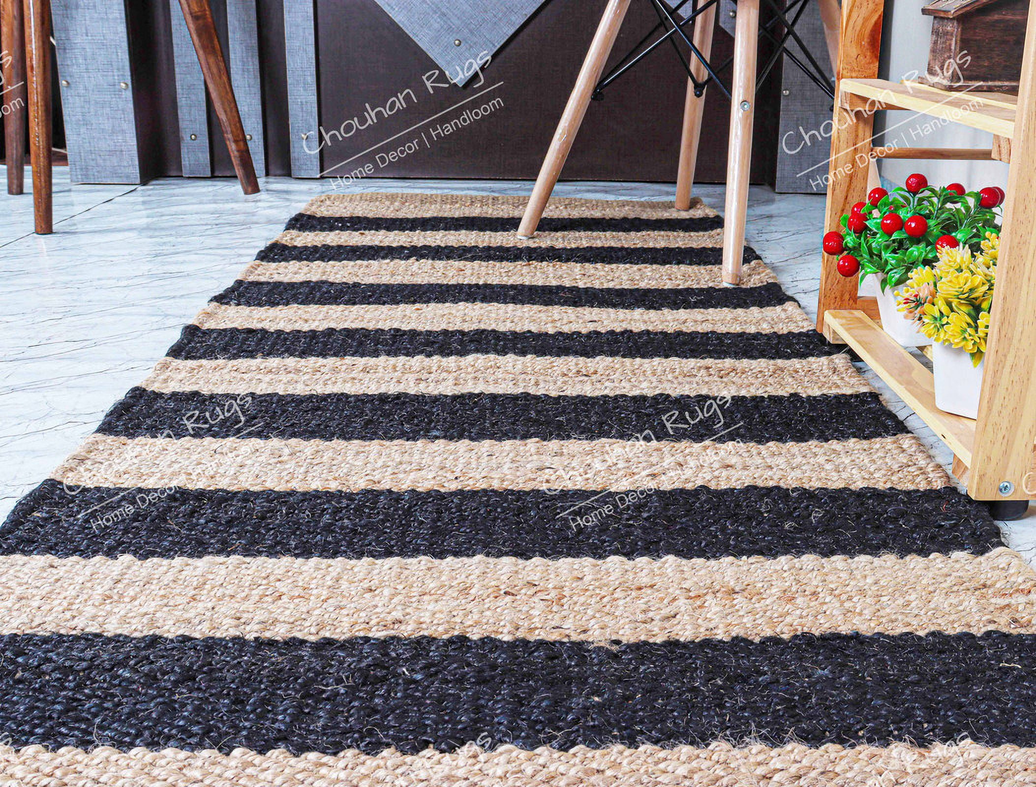 Chouhan Rugs Natural Jute Hemp Runner Rug Bohemian Rug Decor Rug Handwoven Rug Custom Rug Decorative Rug