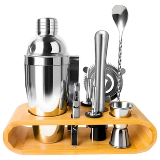 Houdini バーツール5点セット Houdini 5-Piece Bar Set in Stainless Steel with Wood and Glass