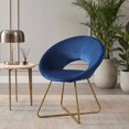 thumbnail image 2 of iooHug Modern Silky Velvet Upholstered Accent Chair with Metal Sled Base.(Blue), 2 of 7