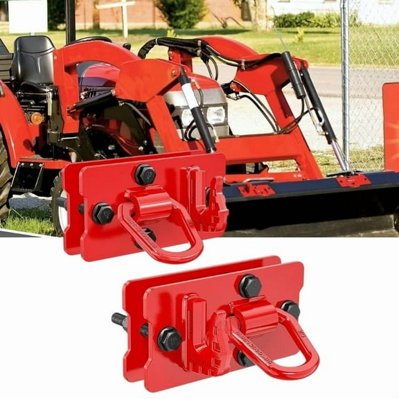 Nilight 2Pcs Tractor Bucket Hooks with Tie Down Ring, Grade 70 Grade Forged Steel Bolt-On Grab Hook with Back Plates for Tractor Bucket RV UTV Truck MBS 15000 lbs, Red