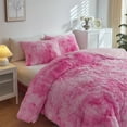 thumbnail image 4 of Wajade Plush Shaggy Comforter Set Fluffy Fuzzy Faux Fur Bedding Set - 3PC Microfiber Soft Warm Quilt Set(Pink White Tie Dye,Queen Size), 4 of 6