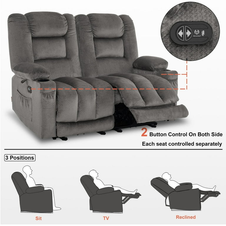 Power reclining loveseat online with heat and massage