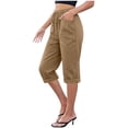 thumbnail image 2 of Women Wide Leg Palazzo Capri Pants Loose High Waisted Casual Flowy Fold Hem Cropped Pants 2026 Summer Beach Work Trousers, 2 of 5